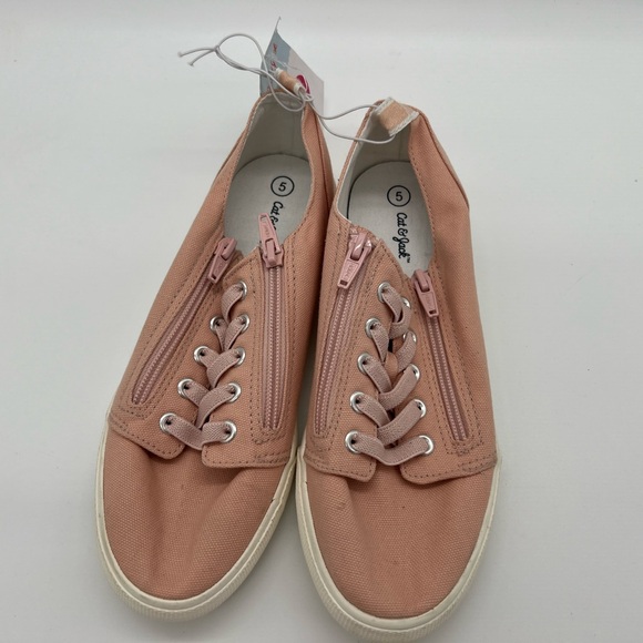 Cat & Jack Girls Lucian Double Zipper Closed Toe Sneakers Size 5 Blush Pink - Picture 5 of 6
